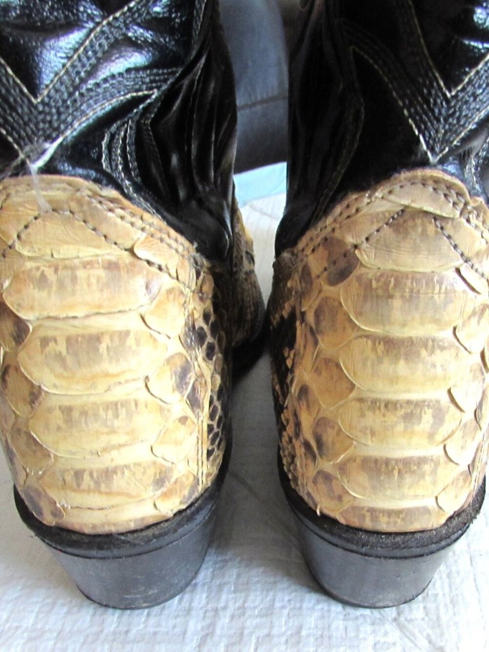 VTG Acme Python Snakeskin Cowboy Western Boots Men 90s Rodeo Size 9 D - Picture 5 of 8